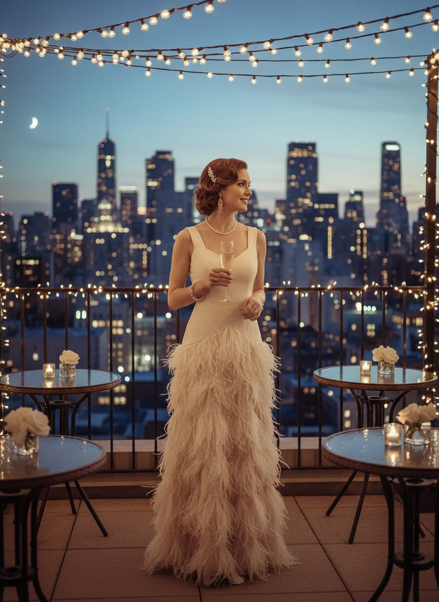 Feather Trim Dress