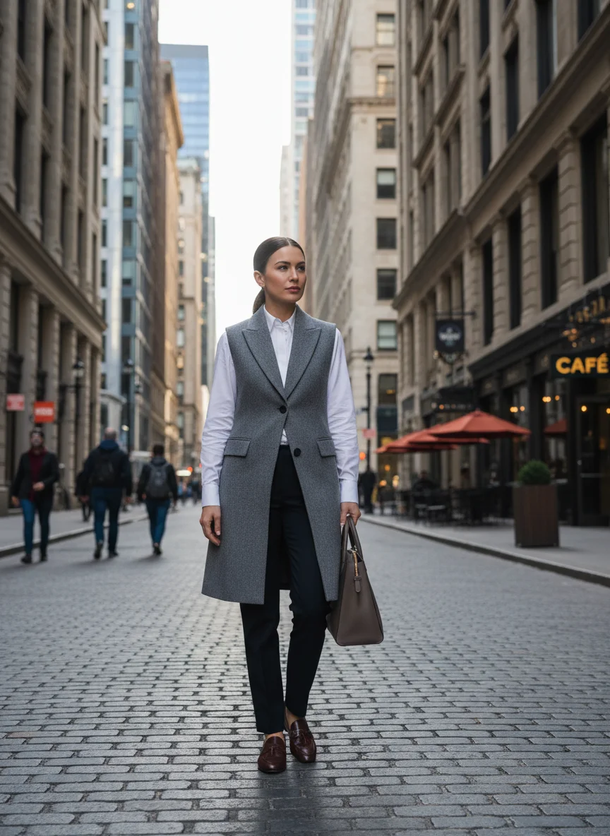 Long Grey Vest