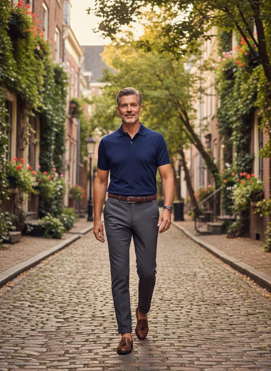 Fitted Polo with Tailored Trousers