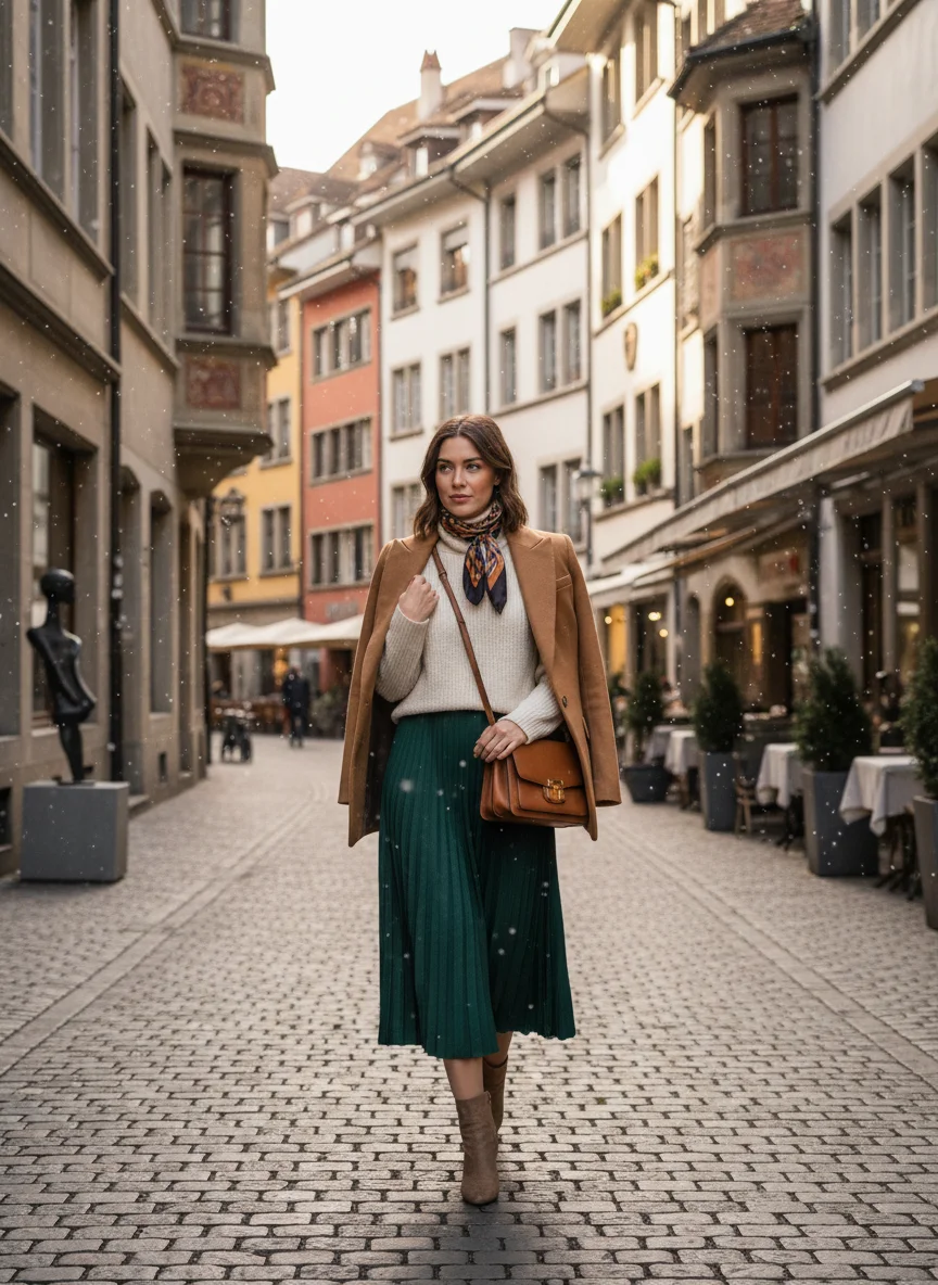 Pleated Midi Skirt