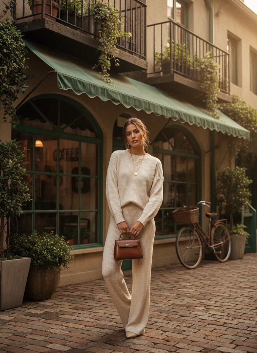 Cream Knit Set Brunch Outfit