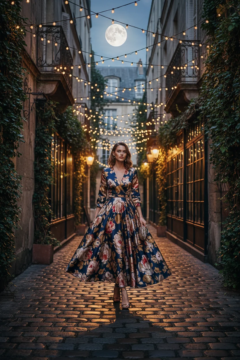 Satin Floral Maxi Dress