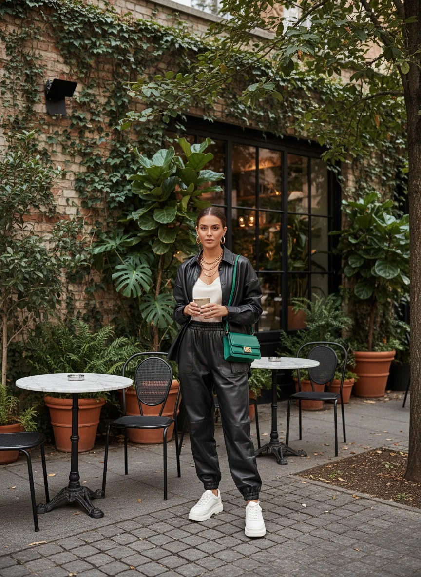 Leather Pant Brunch Outfit