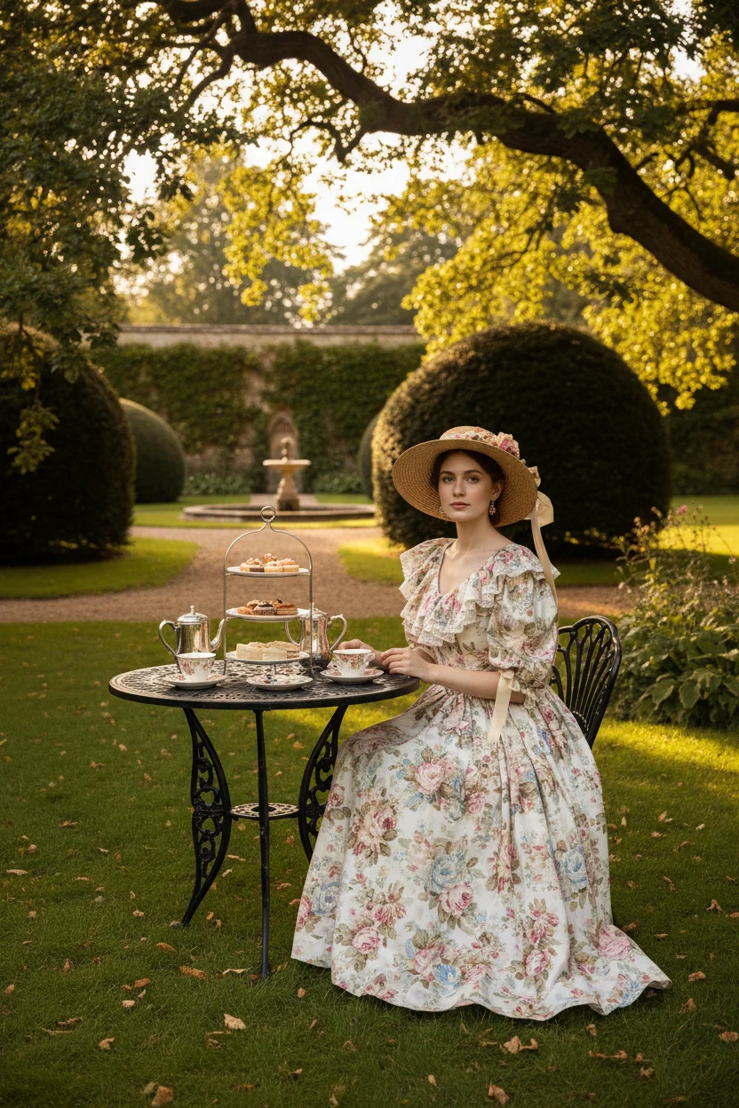 Vintage Floral Tea Party Outfit