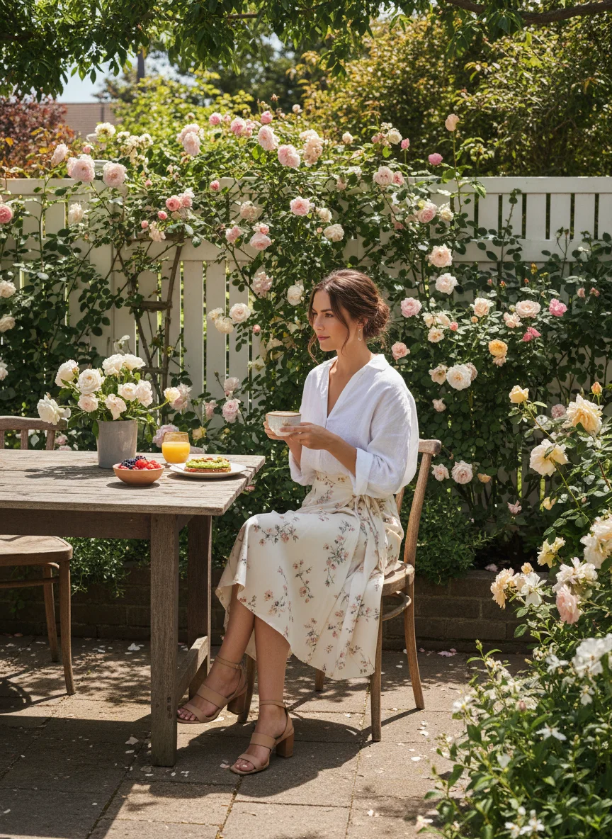 Midi Wrap Skirt Brunch Outfit