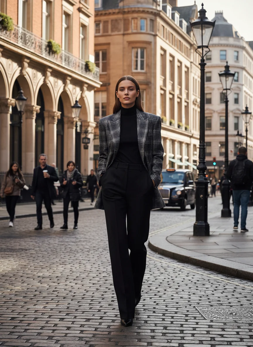 Structured Plaid Blazer