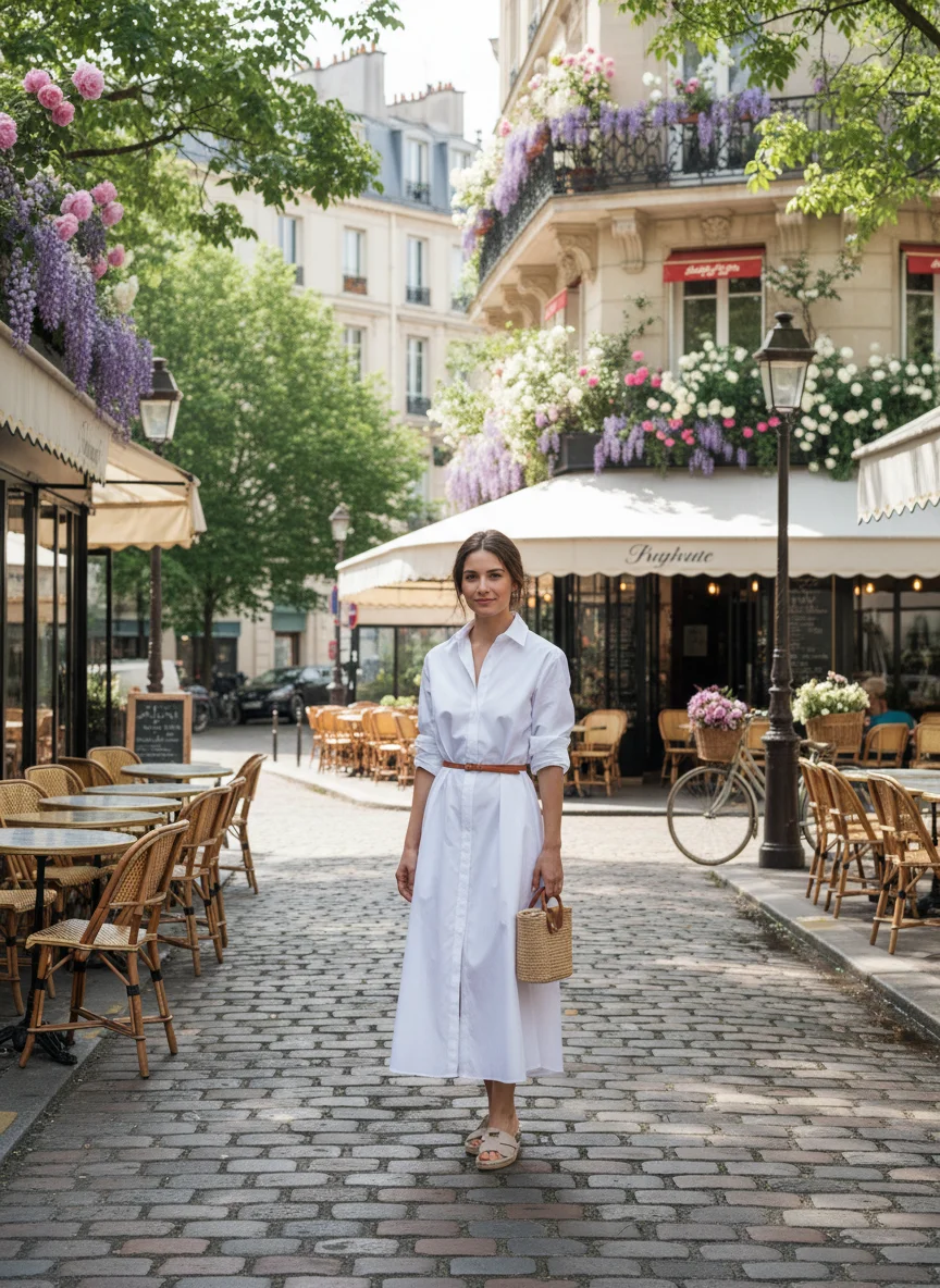 Crisp Shirt Dress Brunch Outfit