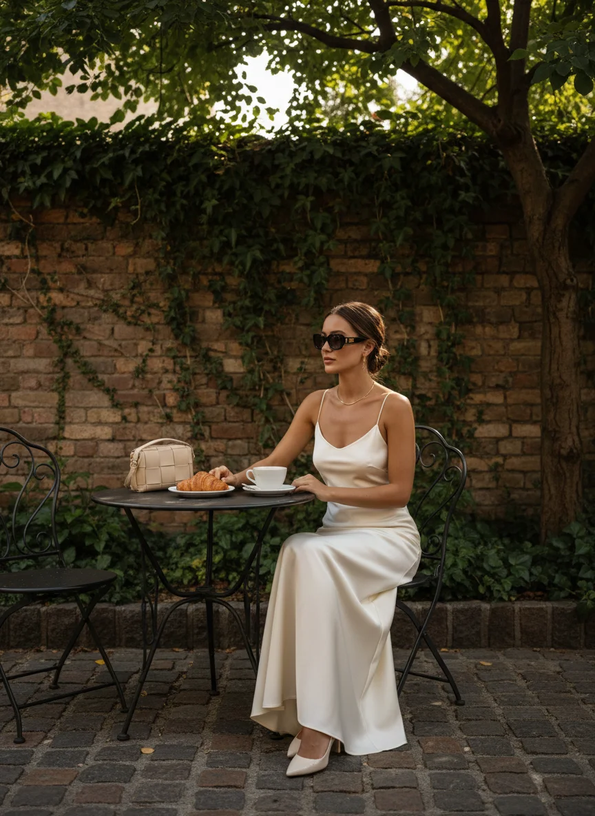 Satin Slip Dress Brunch Outfit