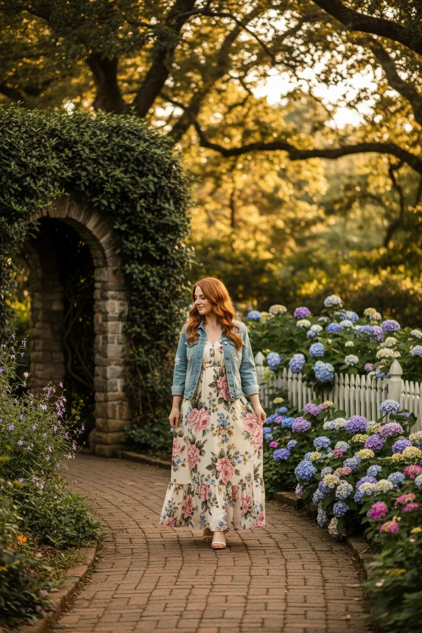 Maxi Dress with Denim Jacket