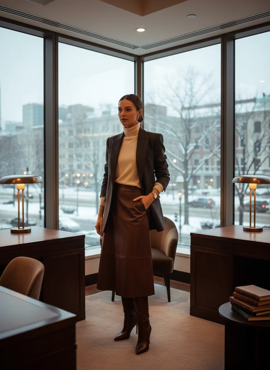 Leather Midi Skirt